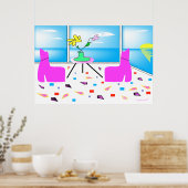 Poster Funky Whimsical Miami coloré (Cuisine)