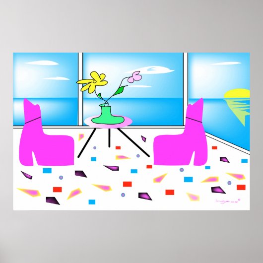 Poster Funky Whimsical Miami coloré (Devant)