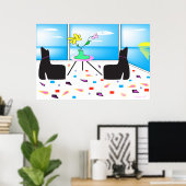 Poster Funky Whimsical Ocean Vue colorée (Bureau à domicile)