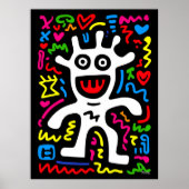 Poster Funky White Alien - Neon Pop Art Créature Wall Art (Devant)
