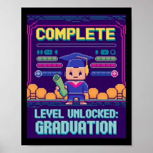 Poster Funny 2025 Gamer Level Complete Master College Gra (Devant)