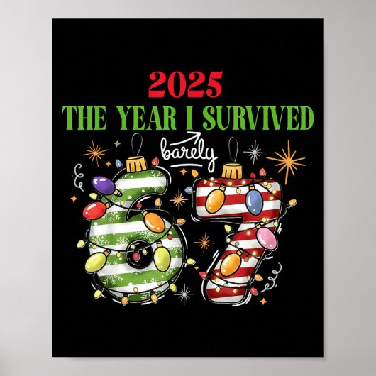 Poster Funny 2025 The Year I Survived Barely 67 Christmas (Devant)