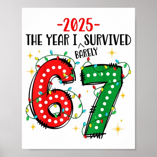 Poster Funny 2025 The Year I Survived Barely 67 Christmas (Devant)