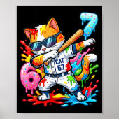 Poster Funny 67 Baseball Dabbing Cat 6 7 Dripng Ice Cream (Devant)