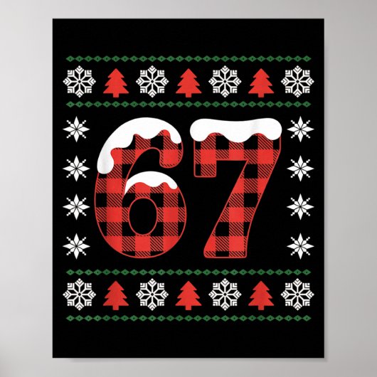 Poster Funny 67 Buffalo Plaid Christmas Snow Ugly Sweater (Devant)