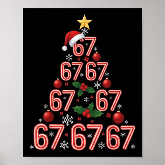 Poster Funny 67 Christmas Tree Candy Cane Meme Holiday  (Devant)