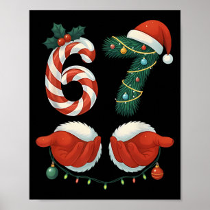 Poster Funny 67 Meme Santa Main de Noël Pyjama Hommes Fem