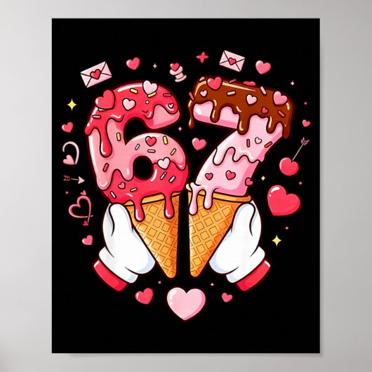 Poster Funny 67 Meme Six Seven Ice Cream Matching Couples (Devant)