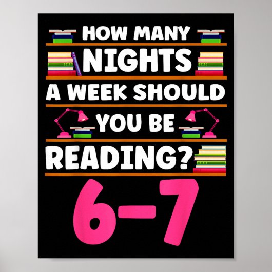 Poster Funny 6 7 Meme Book Lover Teachers Bookish Men Wom (Devant)