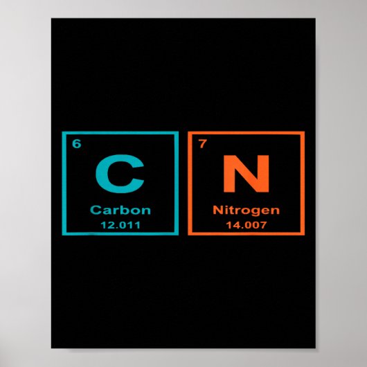 Poster Funny 6 7 Periodic Table Carbon Nitrogen Humor (Devant)