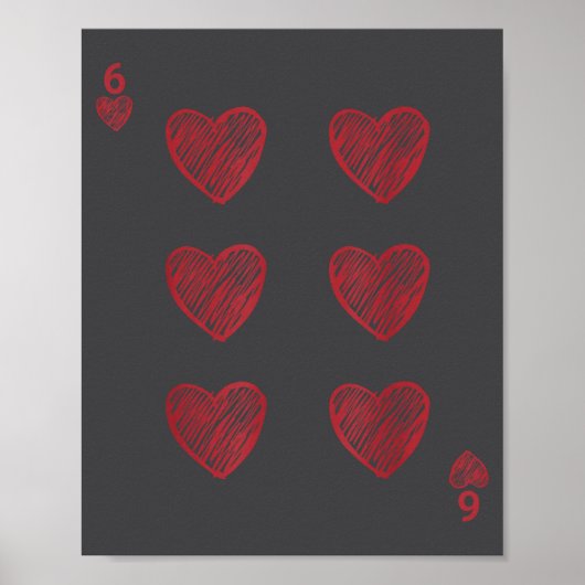 Poster Funny 6 7 Valentine Love Heart Playing Card Couple (Devant)