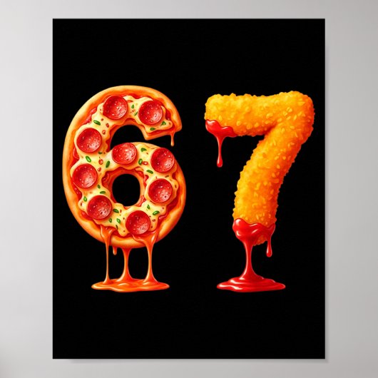 Poster Funny 6 7 Zza Nugget Meme Six Seven 67 Food Lovers (Devant)