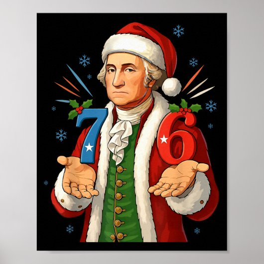 Poster Funny 7-6 6-7 George Washington Santa 67 Meme Chri (Devant)