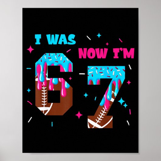 Poster Funny 7 Year Old Birthday Football Ice Cream Drip  (Devant)