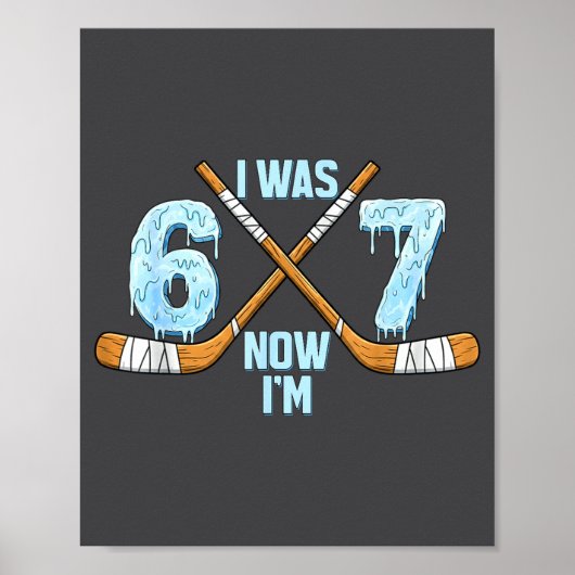 Poster Funny 7th Hockey Birthday Boy I Was 6 Now I'm 7 Ye (Devant)