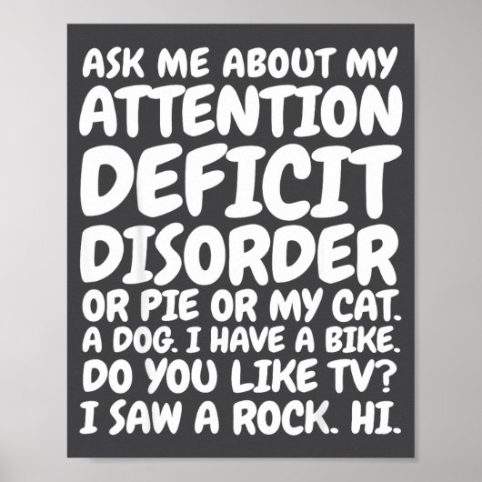 Poster Funny Adhd Quote Ask Me About My Attention Deficit (Devant)