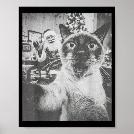 Poster Funny Ai Siamese Cat Selfie With Santa Claus Chris (Devant)
