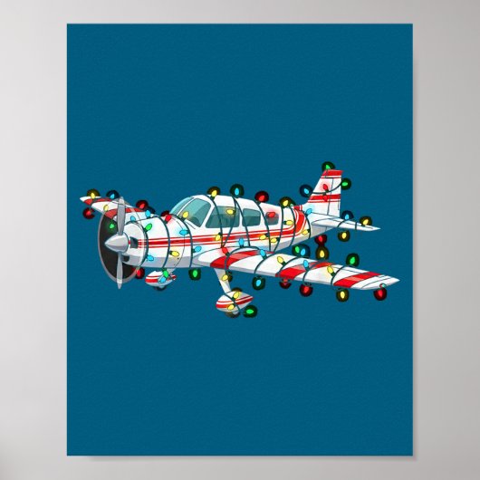 Poster Funny Airplane Christmas Graphics Lights Lover  (Devant)