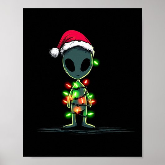 Poster Funny Alien Christmas Graphics Lights Lover Extrat (Devant)