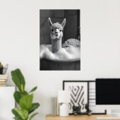Poster Funny Alpaca Bubble Bath Art, Bathroom Print (Bureau à domicile)
