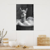 Poster Funny Alpaca Bubble Bath Art, Bathroom Print (Cuisine)
