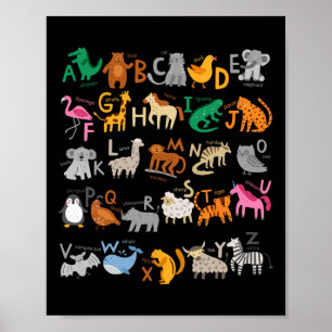 Poster Funny Alphabet Abcs Animal Learning Kindergarten T