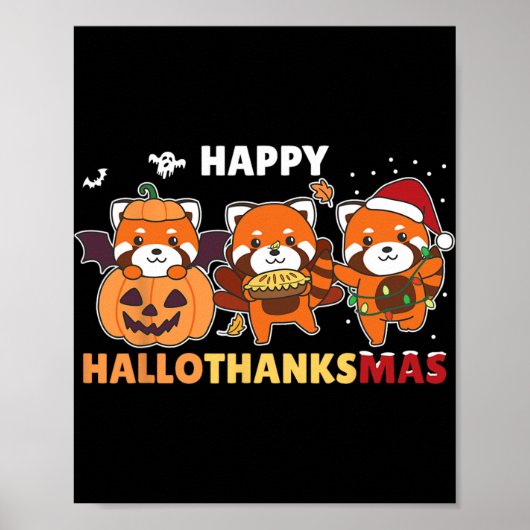 Poster Funny Animals For The Holidays Red Panda Christmas (Devant)