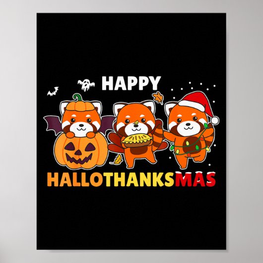 Poster Funny Animals For The Holidays Red Panda Christmas (Devant)