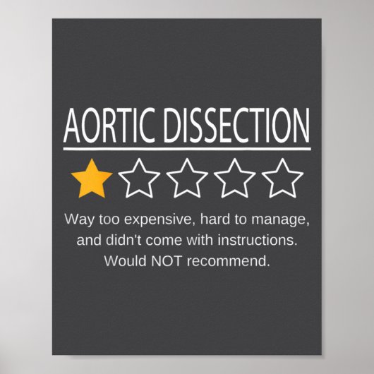 Poster Funny Aortic Dissection One Star Would Not Recomme (Devant)