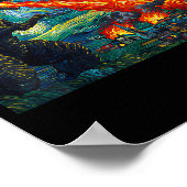 Poster Funny Art Japanese Monster Kaiju In Van Gogh Starr (Coin)