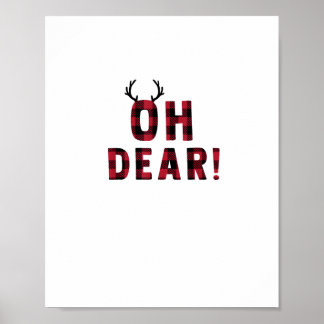 Poster Funny Attitude Oh Dear Plaid Deer Creative Design