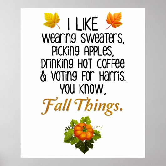 Poster Funny Automne 2024 Novembre Élection Pro-Harris (Devant)