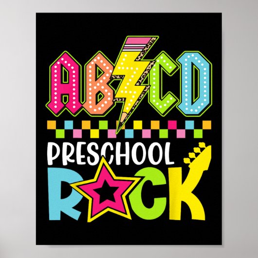 Poster Funny Back To School Lightning Bolt Preschool Rock (Devant)