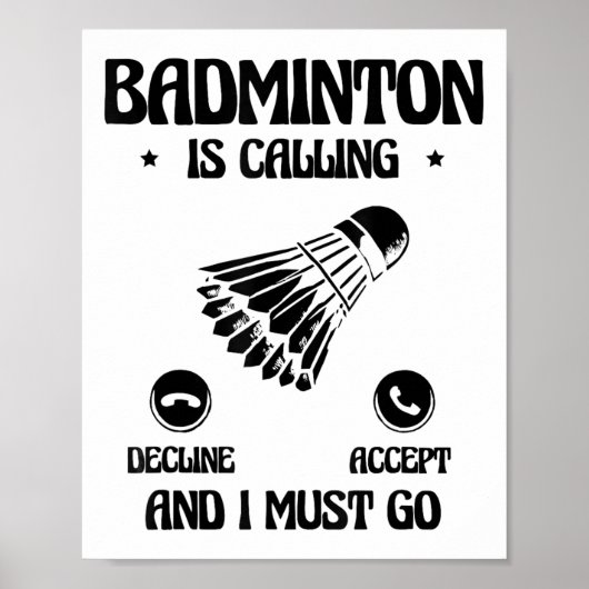 Poster Funny Badminton Player Love Shuttle Design 2  (Devant)