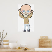 Poster Funny Bald Quirky Old Man with Beard (Cuisine)