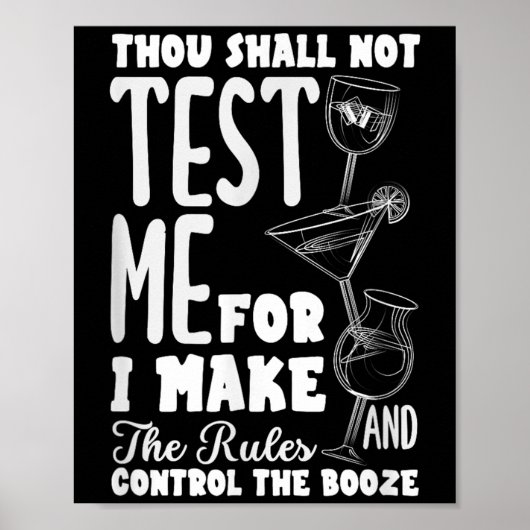Poster Funny Bartender Thou Shall Not Test Me Quote (Devant)