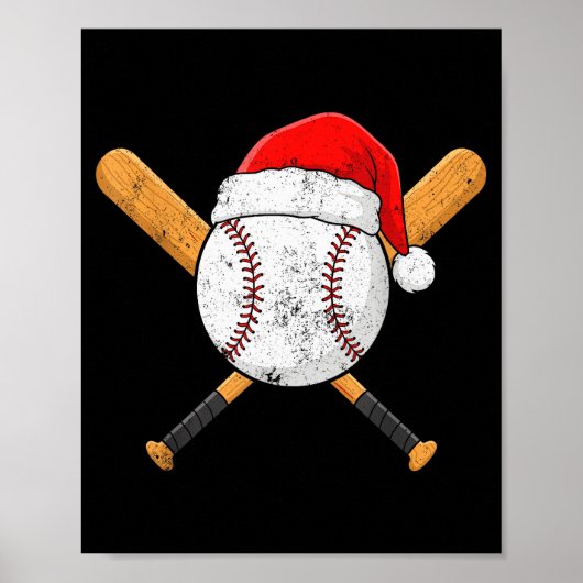 Poster Funny Baseball Ball Santa Hat Xmas Pajamas Players (Devant)