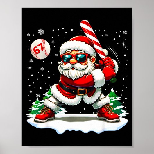 Poster Funny Baseball Santa 67 Christmas Xmas Pajamas Boy (Devant)