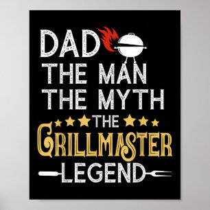 Poster Funny Bbq Grill Papa L'Homme Le Mythe La Légende F