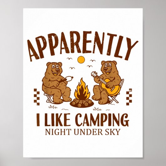 Poster Funny Bear Apparently, I Like Camng  (Devant)