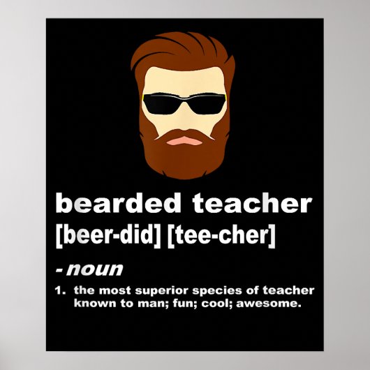 Poster Funny Beard Enseignant Appréciation Don (Devant)