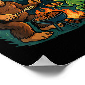 Poster Funny Bigfoot Alien Bbq Campfire 4 juillet Ameri (Coin)