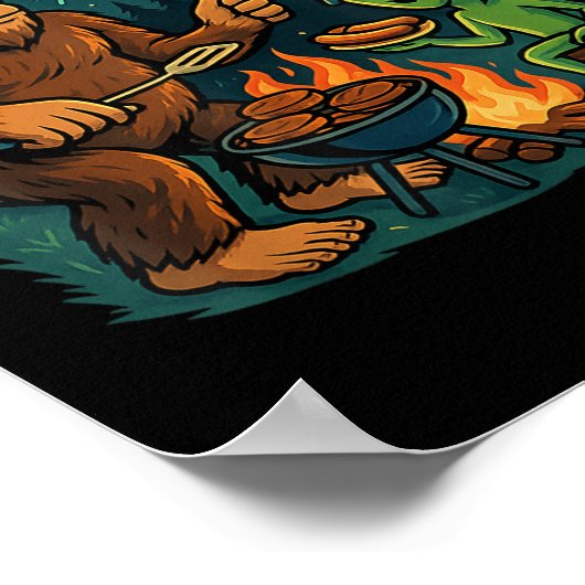Poster Funny Bigfoot Alien Bbq Campfire 4 juillet Ameri (Coin)
