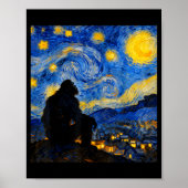 Poster Funny Bigfoot Graphic Van Gogh Style Sasquatch Sta (Devant)