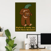 Poster Funny Bigfoot Loch Ness Monster (Bureau à domicile)