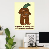 Poster Funny Bigfoot Loch Ness Monster (Bureau à domicile)