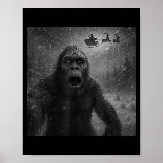 Poster Funny Bigfoot Sasquatch Selfie Santa Claus Xmas Ch (Devant)