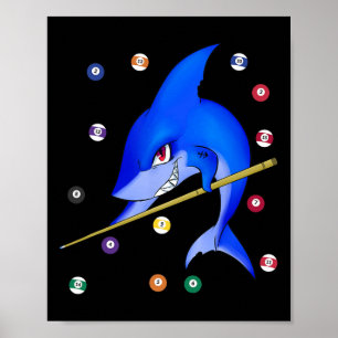 Poster Funny Billard piscine requin mâle