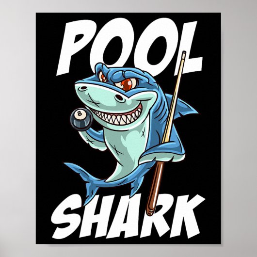 Poster Funny Billard Pool Shark Snooker Hall Joke Billi (Devant)