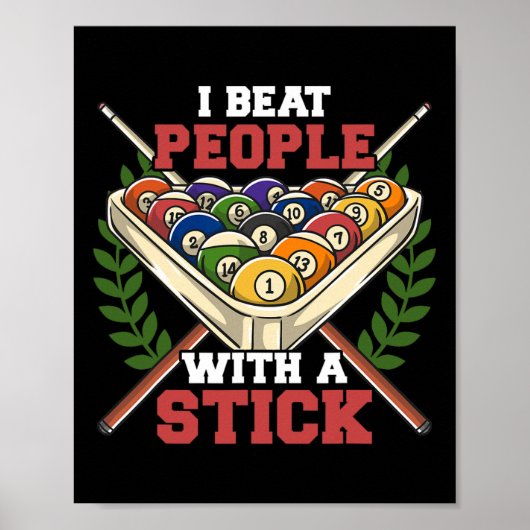 Poster Funny Billard Salle de billard Snooker I Beat Peop (Devant)